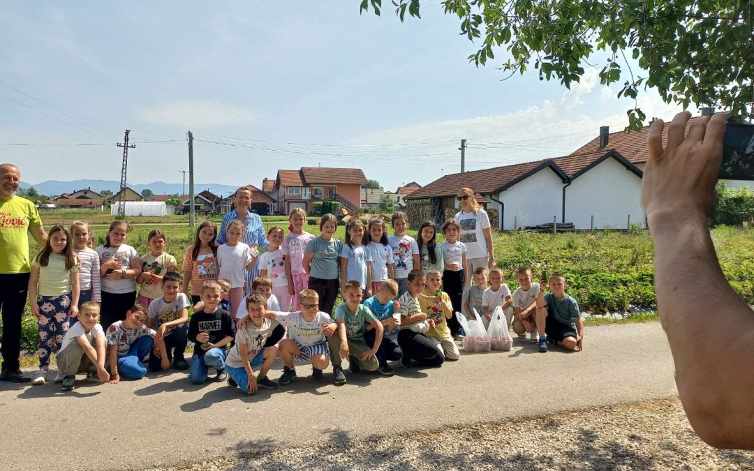 Ученици подручног одјељења посјетили плантажу јагода
